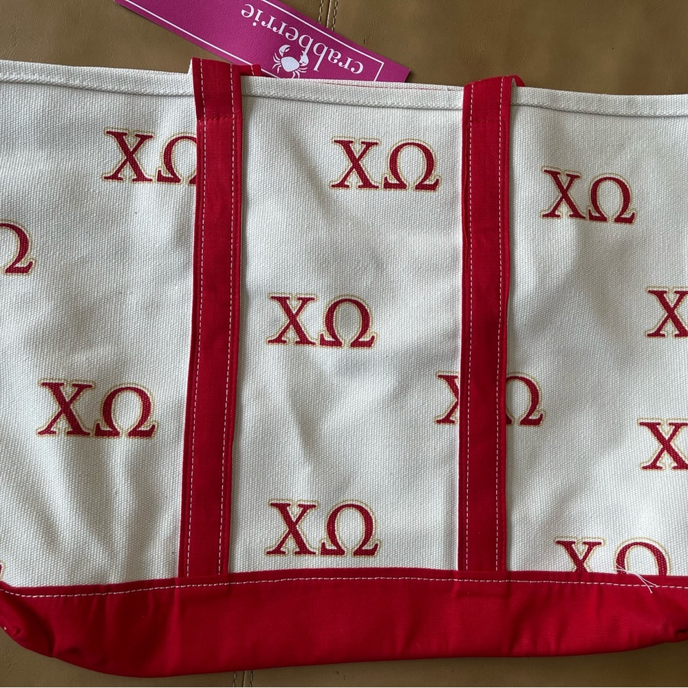 Chi Omega Sorority Large Canvas Tote Bags - NEW
